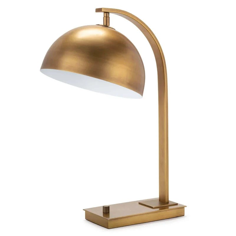 Otto Adjustable Arc Desk Lamp in Natural Brass