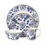 Hibiscus Elegance Porcelain 4-Piece Dinner Set, Blue Floral