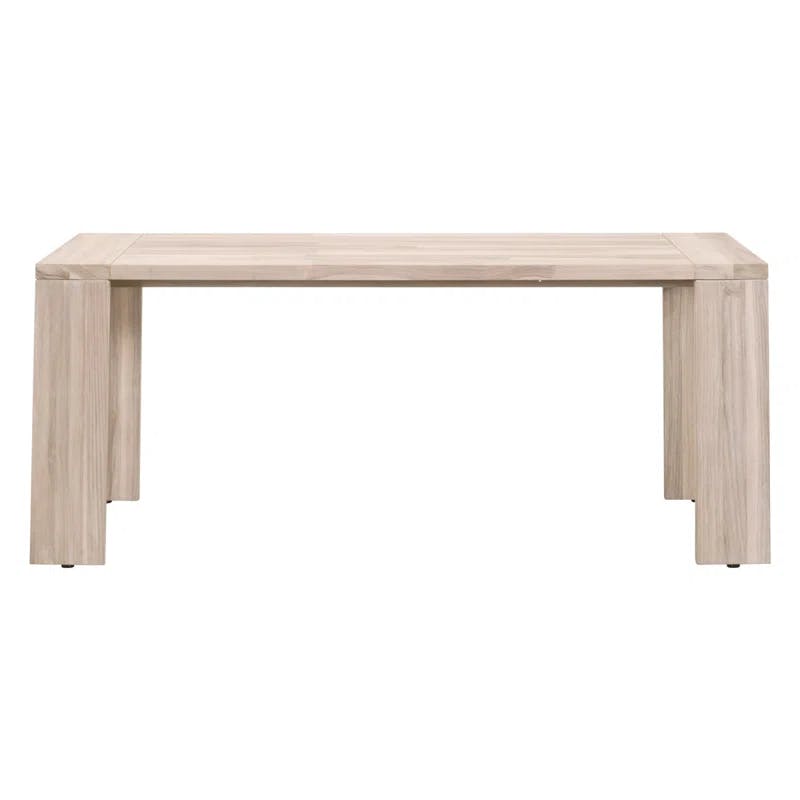 Transitional Gray Teak Solid Wood Outdoor Dining Table