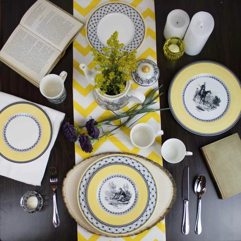 Audun Ferme Pastoral Yellow & Black 7" Porcelain Breakfast Saucer
