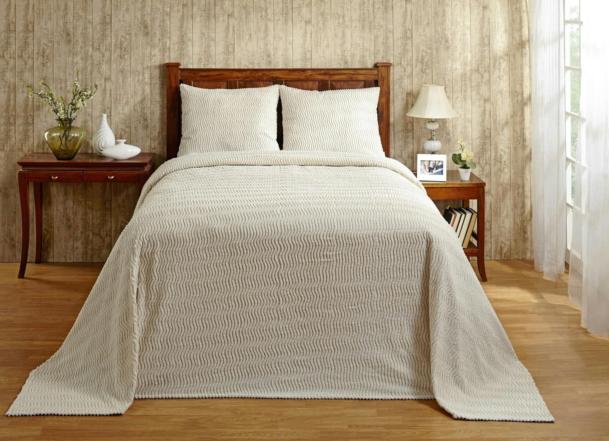 Organic Cotton Reversible Twin Bedspread in Pristine White