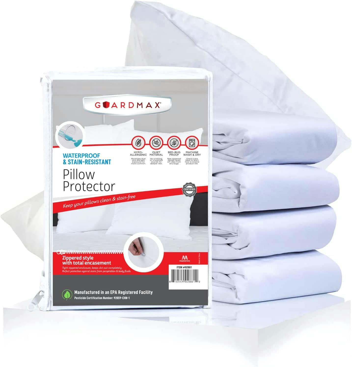 Hypoallergenic Queen-Size Polyester Pillow Protector 6-Pack with Zipper