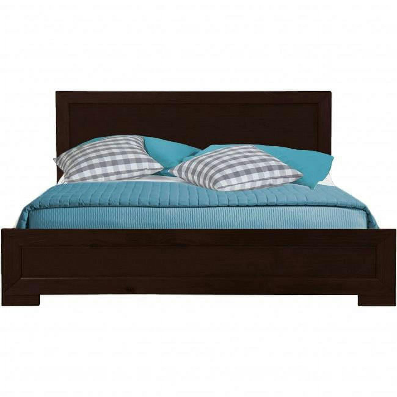 Elegant Espresso Queen Platform Bed with Wood Frame and Headboard