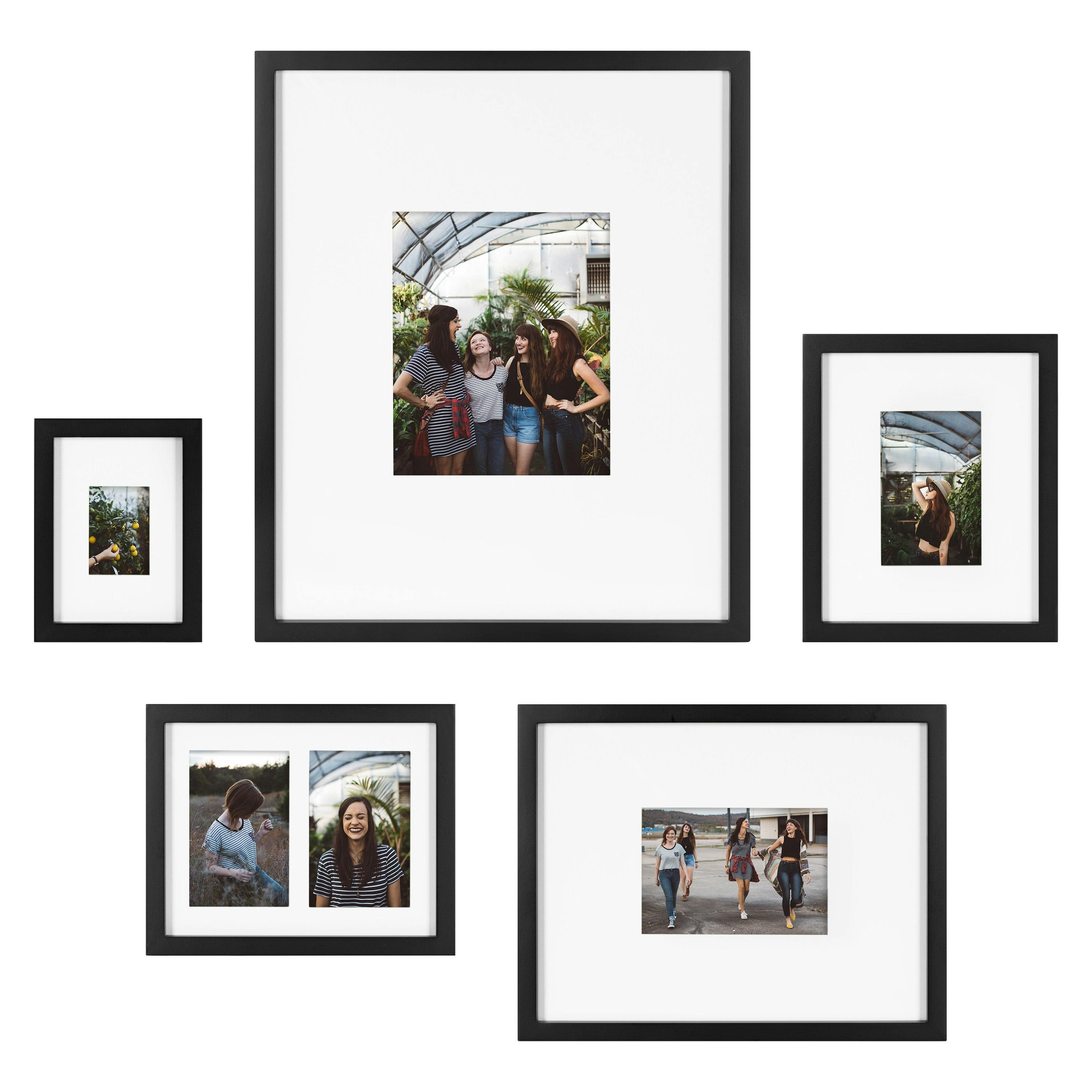 Transitional Black Wooden Gallery Frame Set, 5 Sizes Included