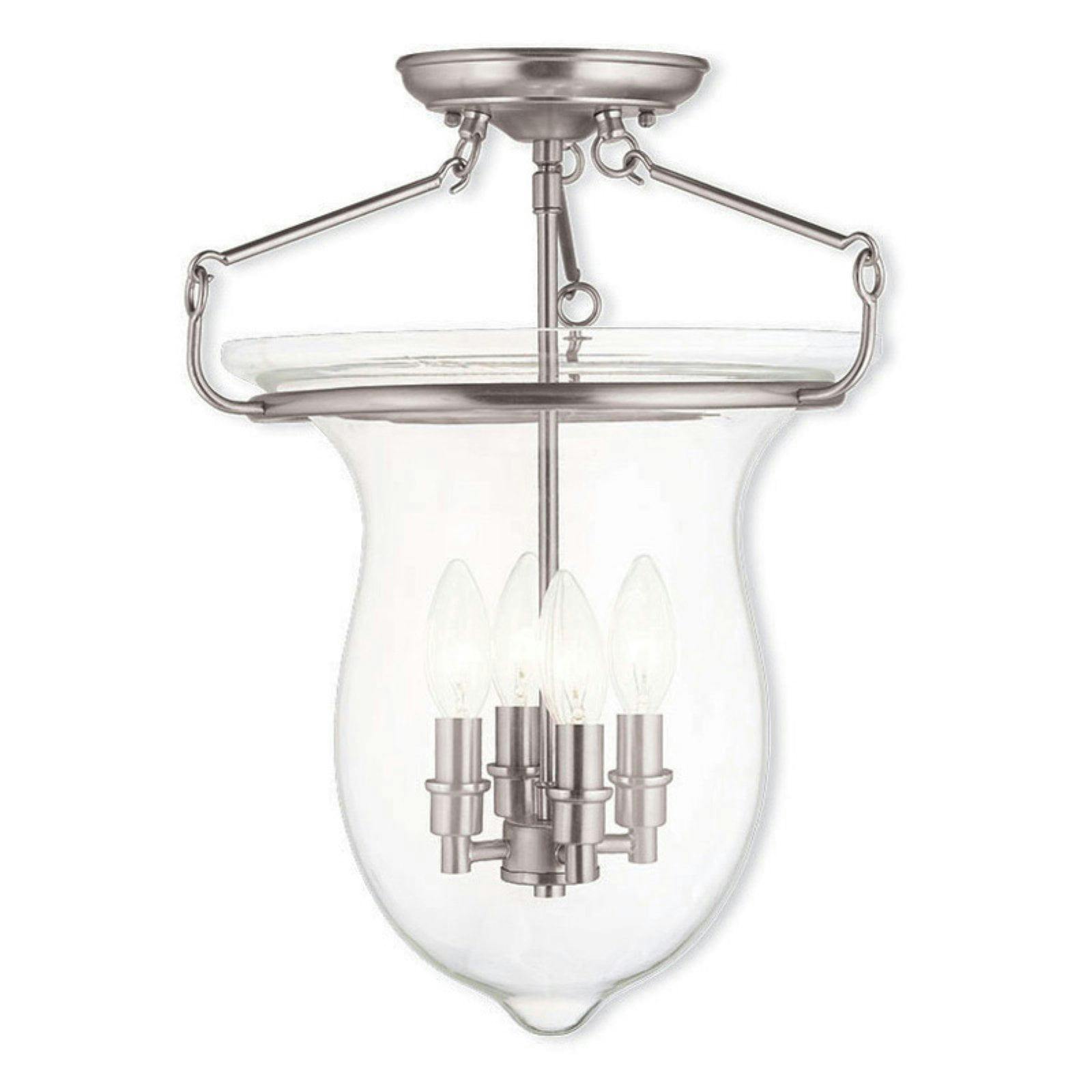 Canterbury Brushed Nickel 14" Glass Jar Lantern Ceiling Light