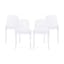 Modern Perforated White Polypropylene Outdoor Dining Chair Set of 4