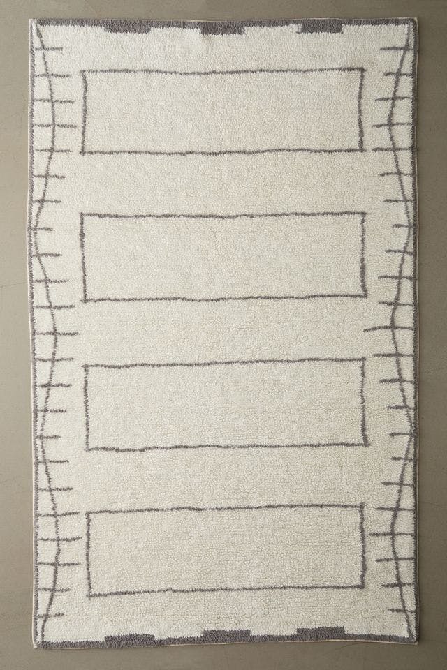 Ivory Geometric Washable Wool 3'x5' Rug