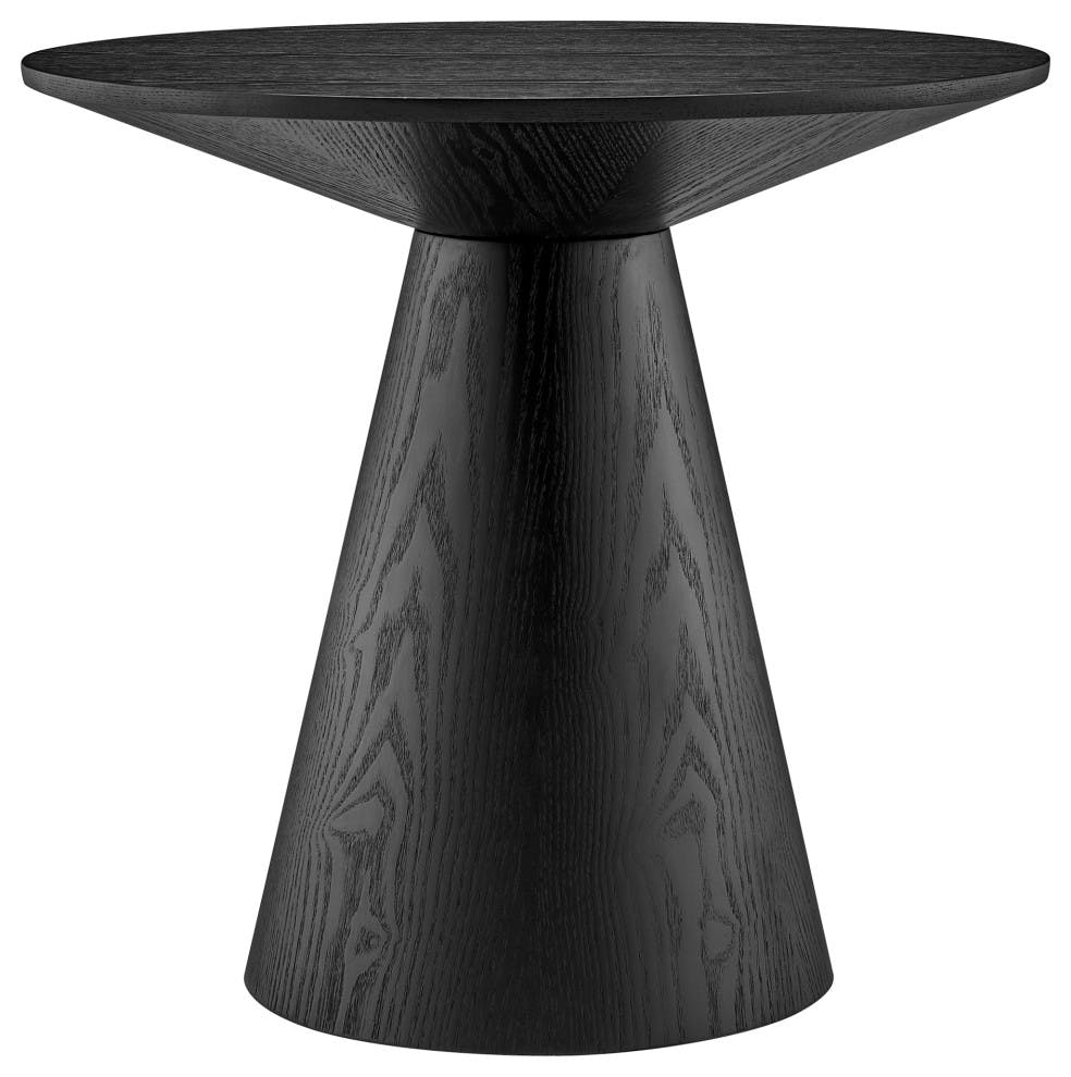 Barra Sleek Matte Black Ash Wood Round Side Table