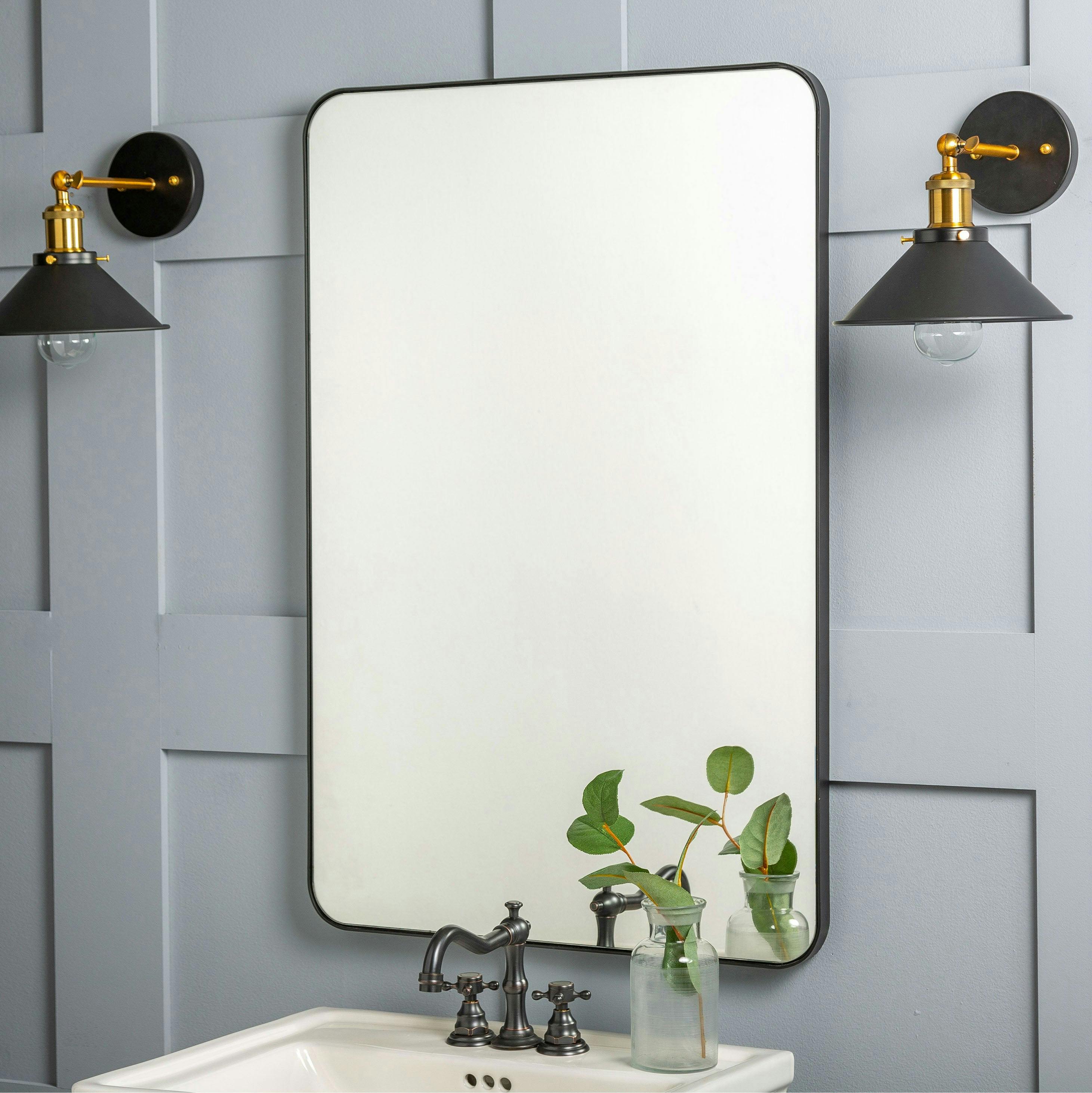 Aster Full-Length Rectangular Wood Mirror in Matte Black
