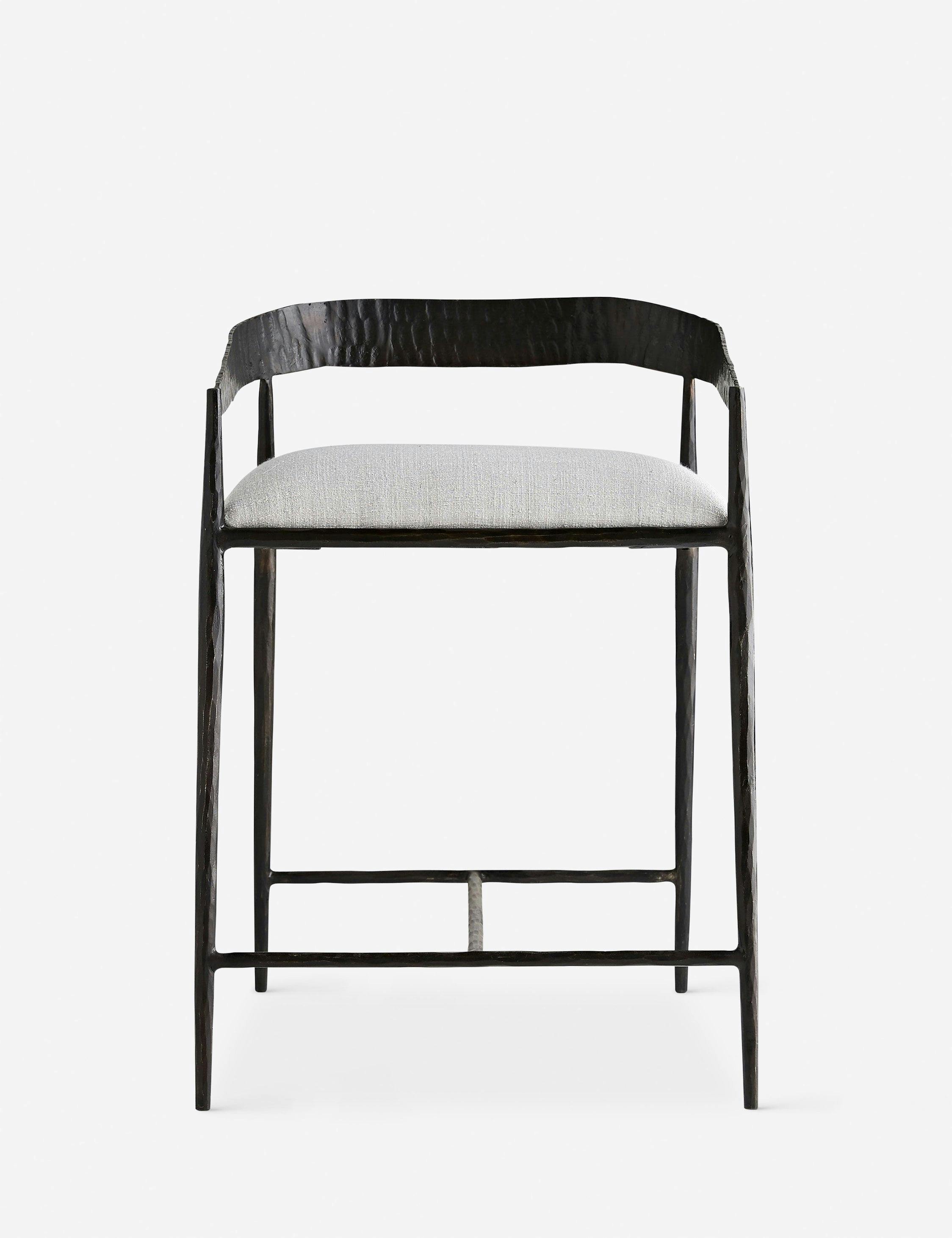 Industrial Elegance 20.5" Gray Linen & Iron Counter Stool