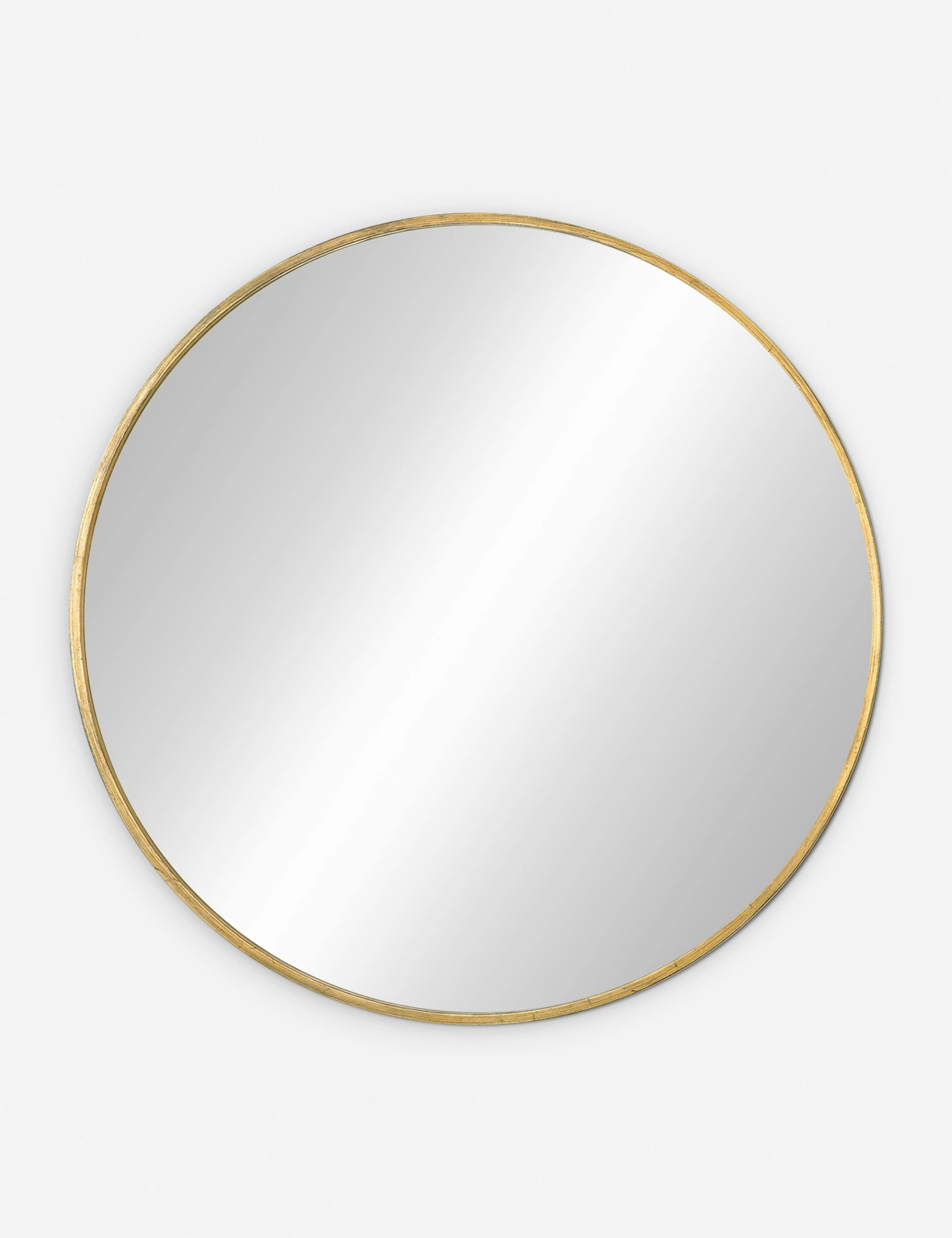 Elegant Round 43" Wood and Gold Contemporary Wall Mirror