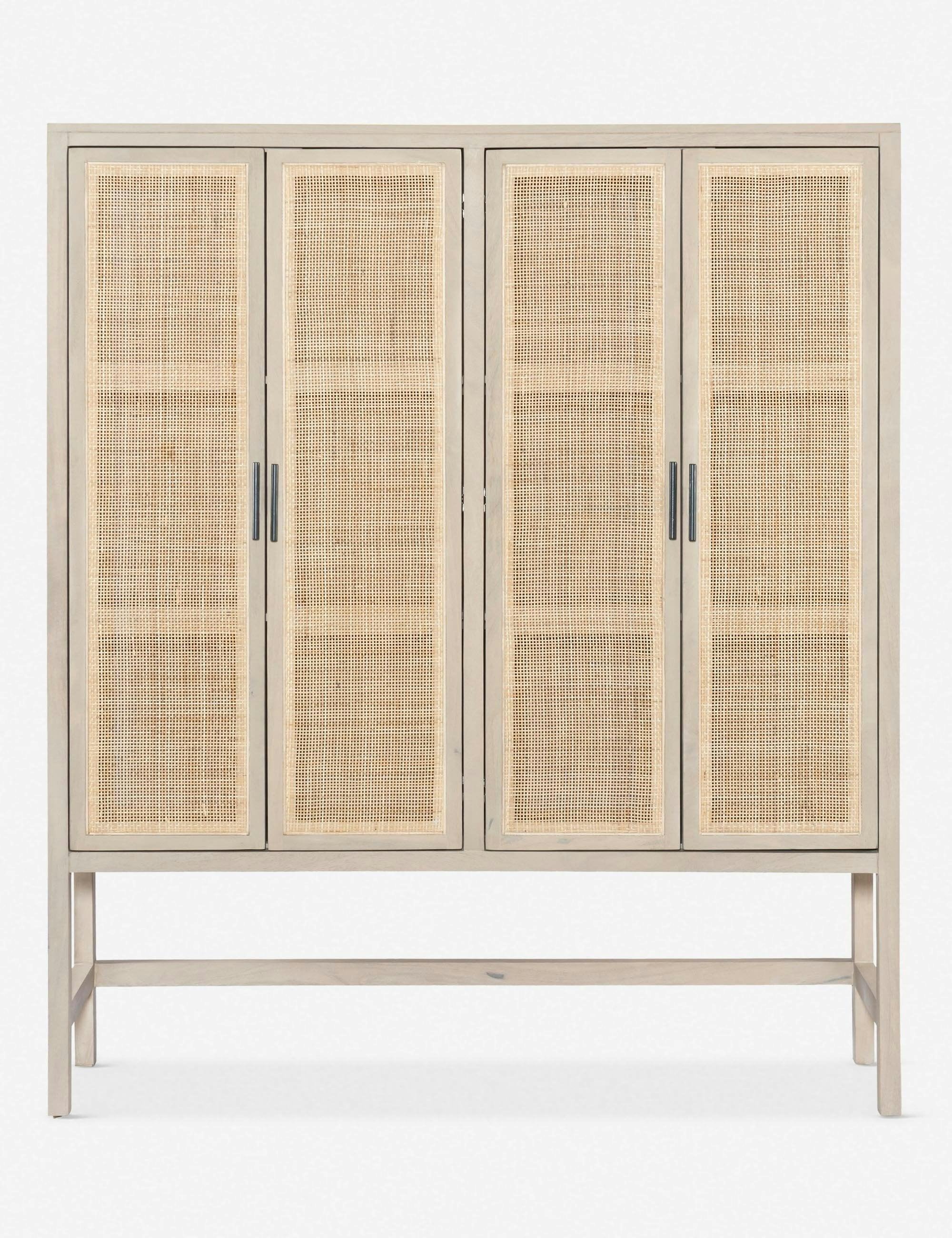 Contemporary Caprice Natural Mango and Cane Office Cabinet