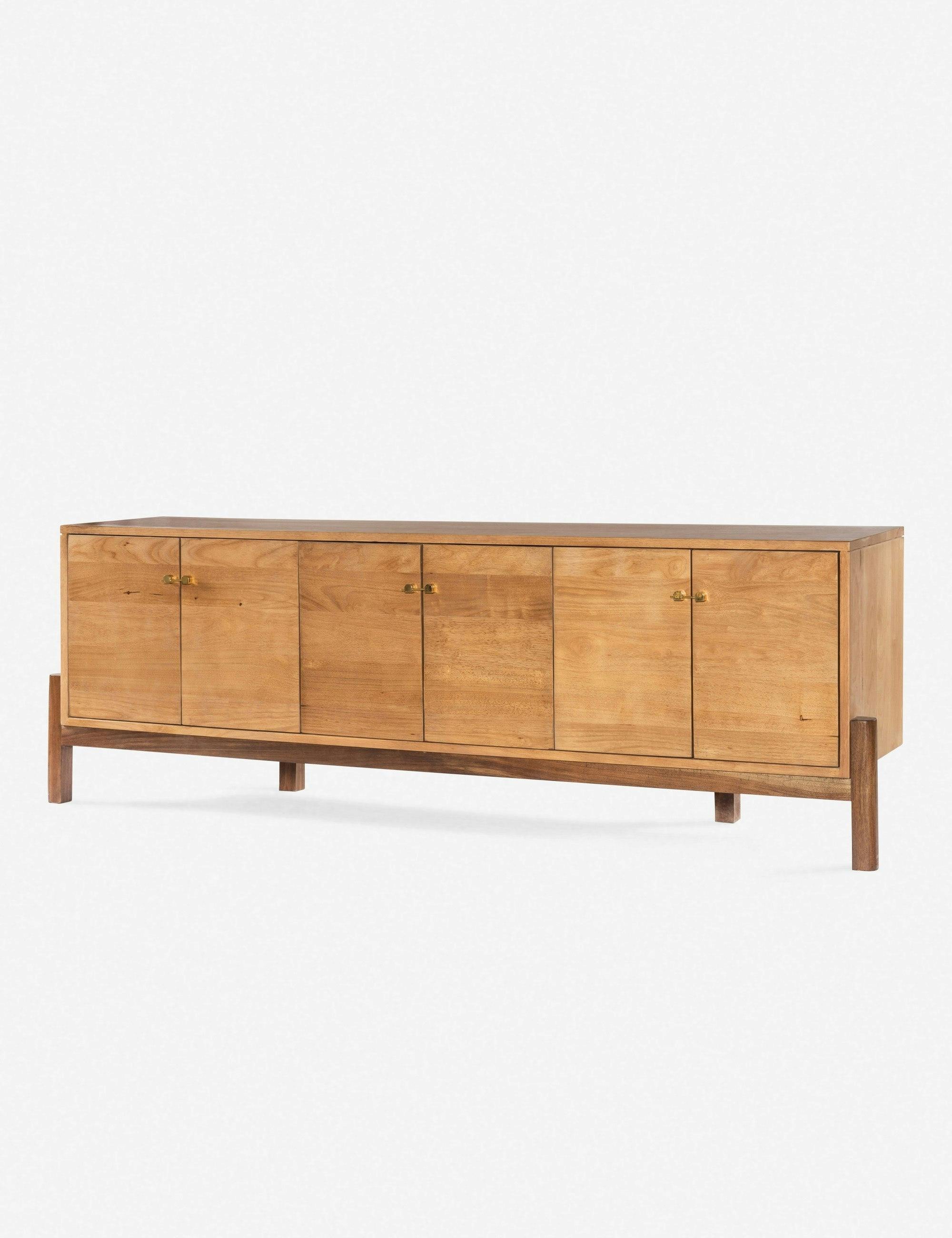 Smoked Honey Solid Acacia Media Console with Cabinet