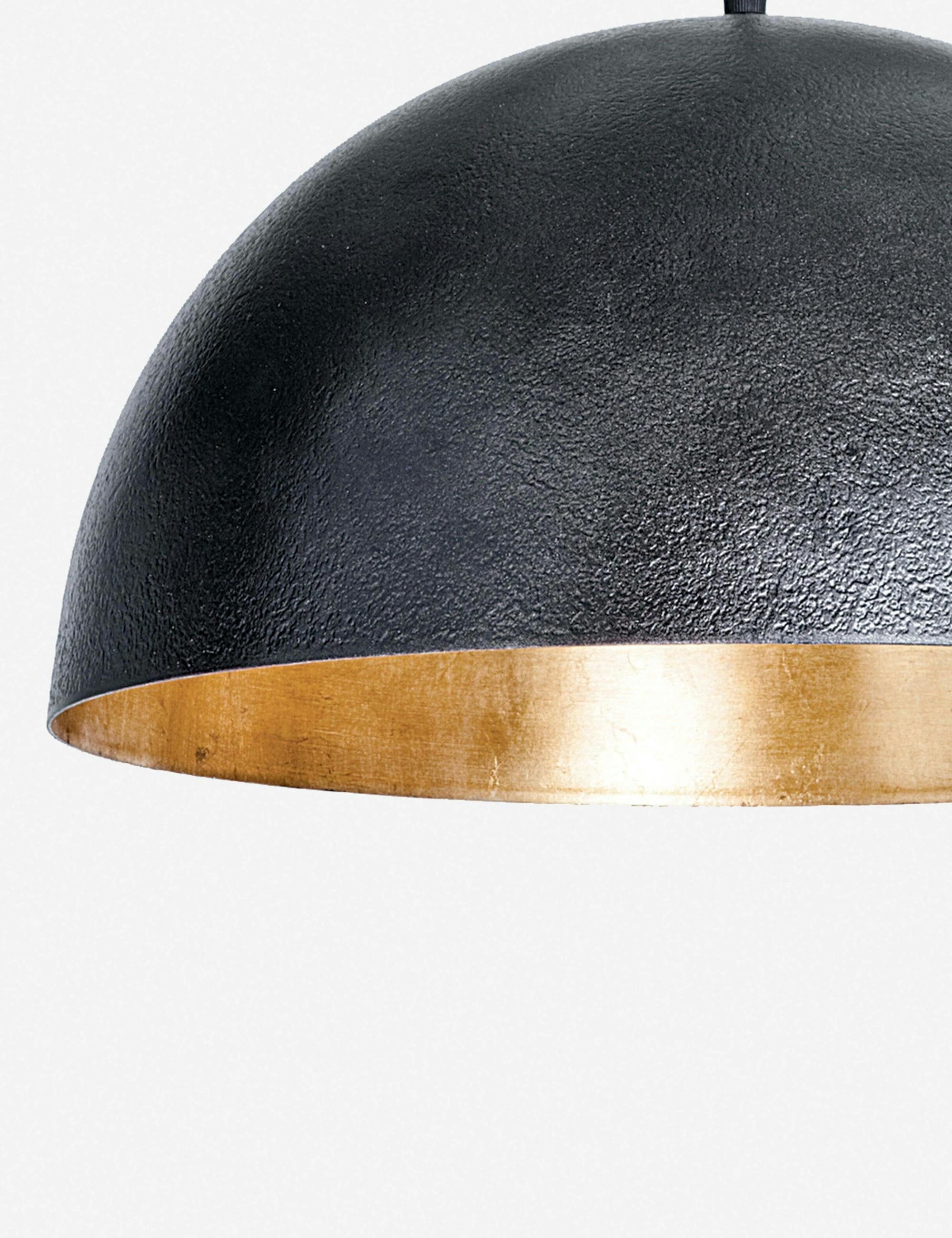 Sigmund 15" Blackened Steel Bowl Pendant with Gold-Leaf Interior