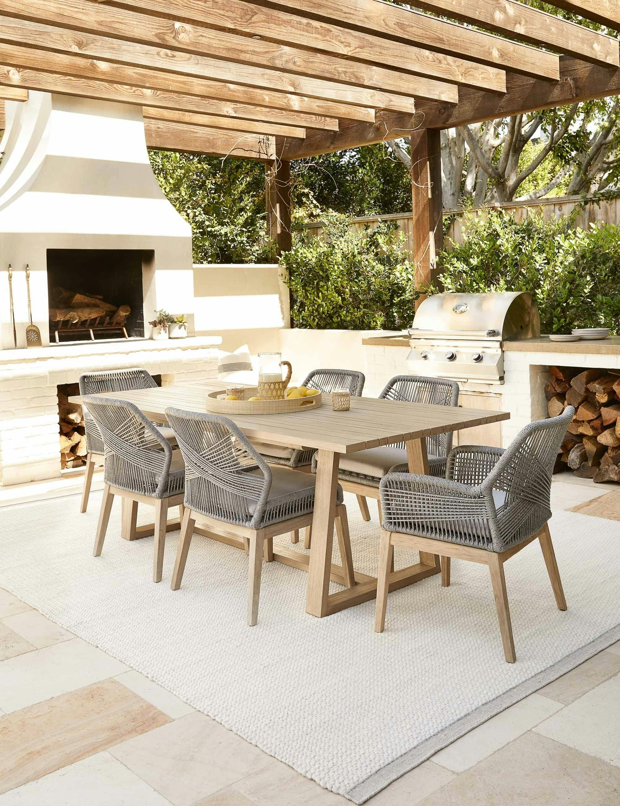 Modern Geometric Platinum Gray Outdoor Dining Chair with Cushions