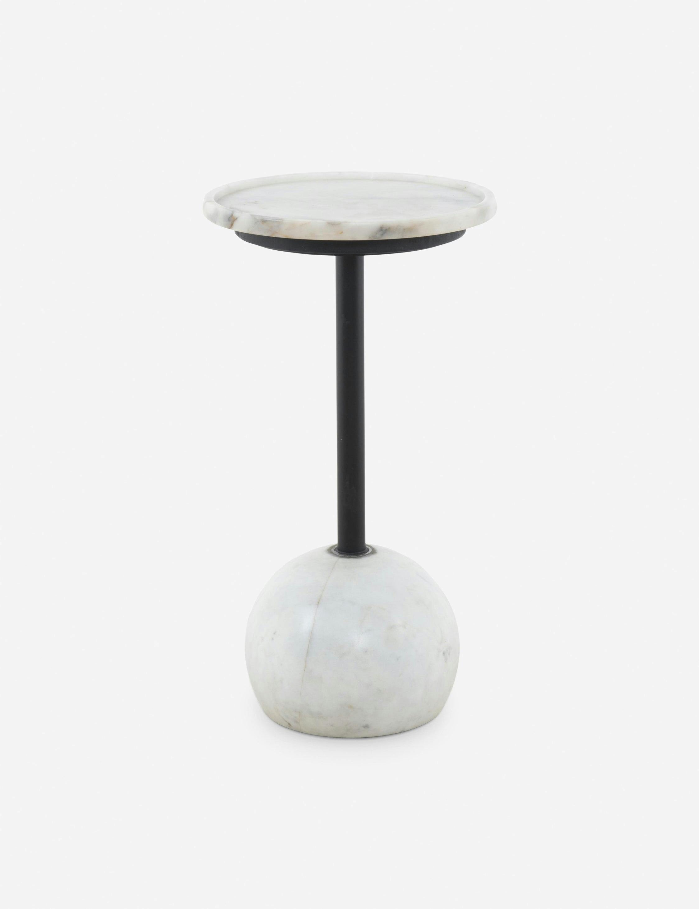 Elegant Viola Round Stone and Metal End Table