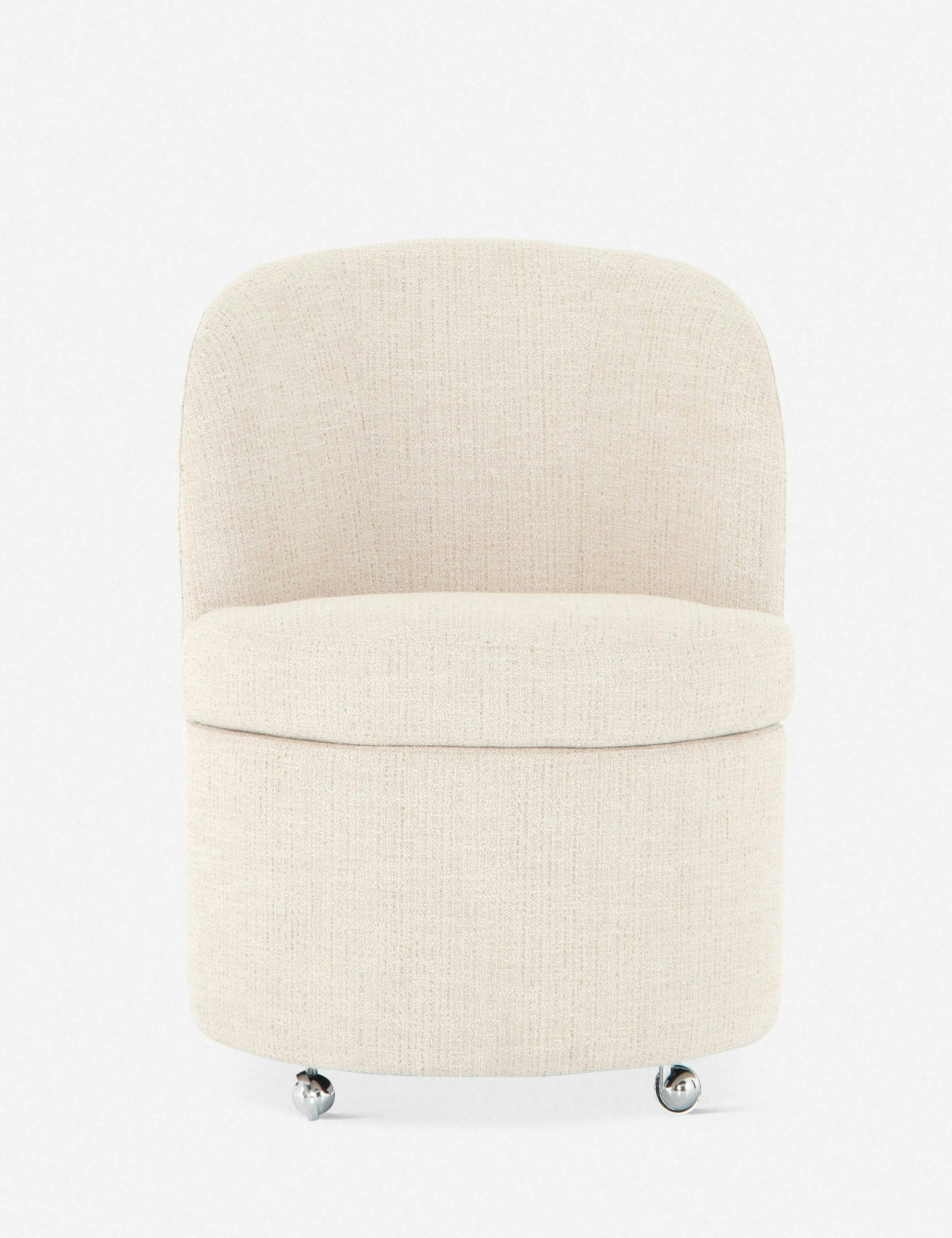 Hampton Cream Upholstered Parsons Side Chair with Chrome Casters