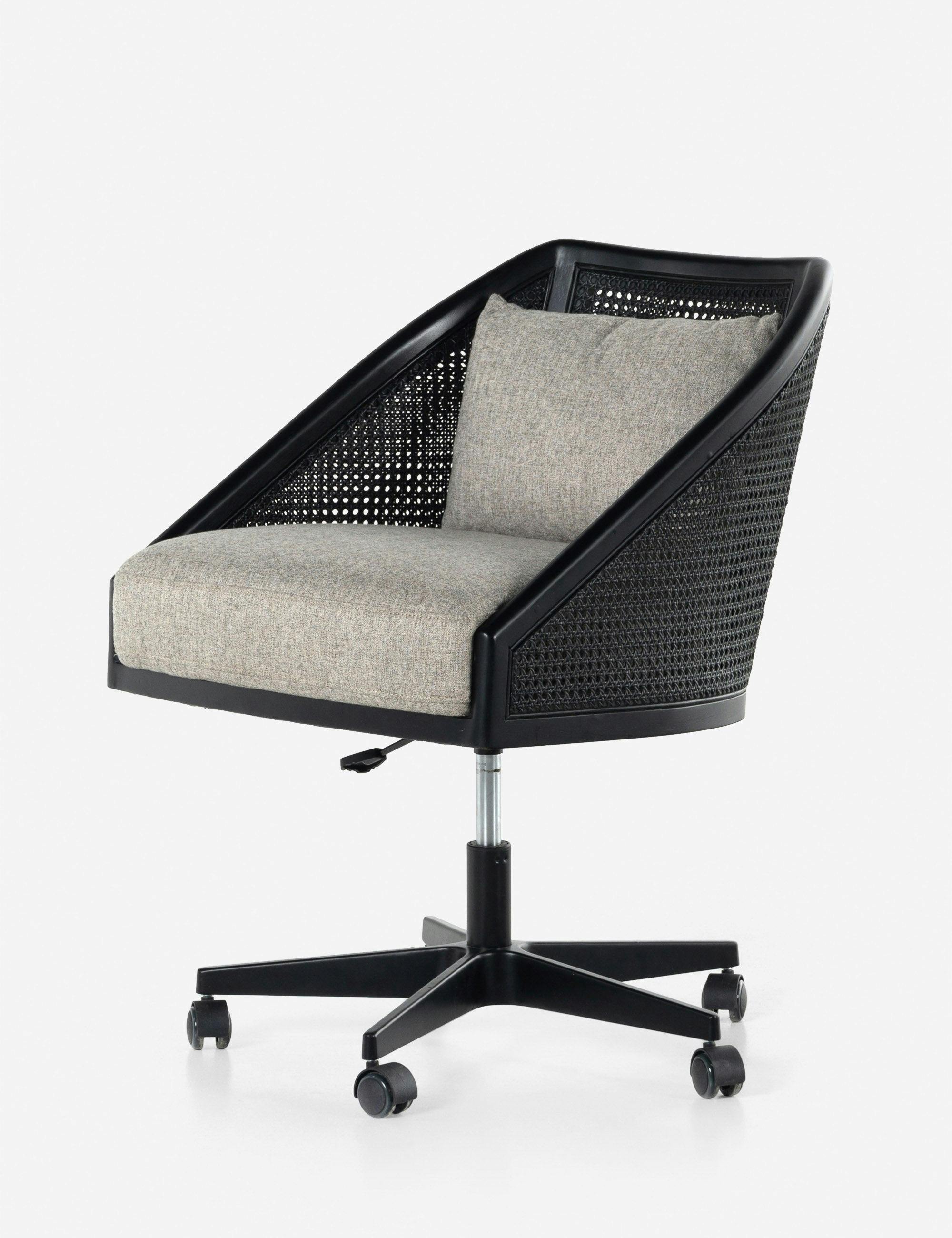 Modern Gray Rattan and Wood 24" Task Chair with Cushion