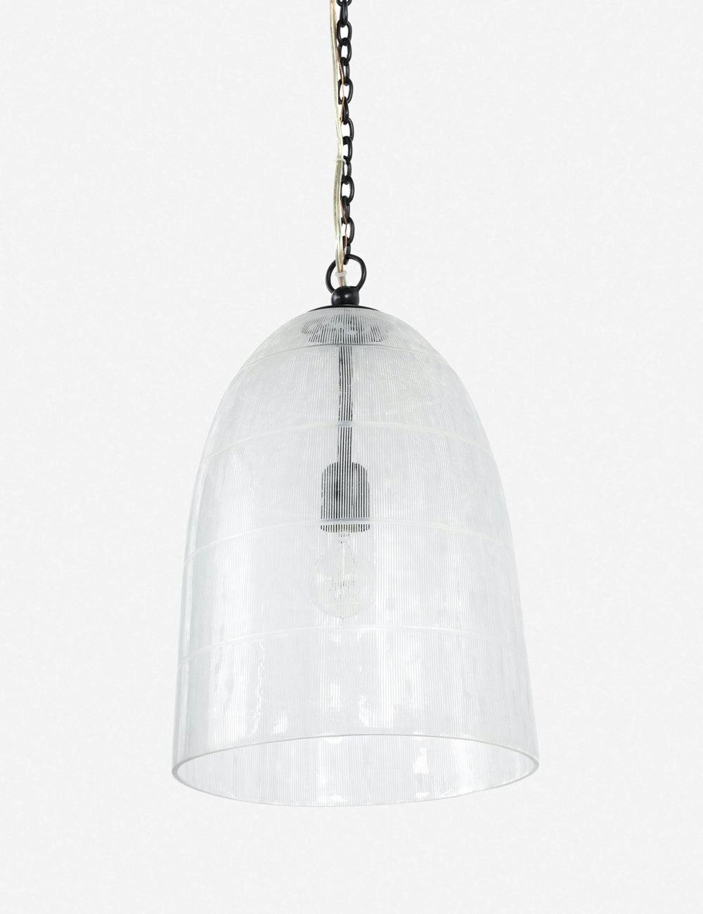 Ephram 12" Hand-Etched Glass Pendant Light in Antiqued Iron