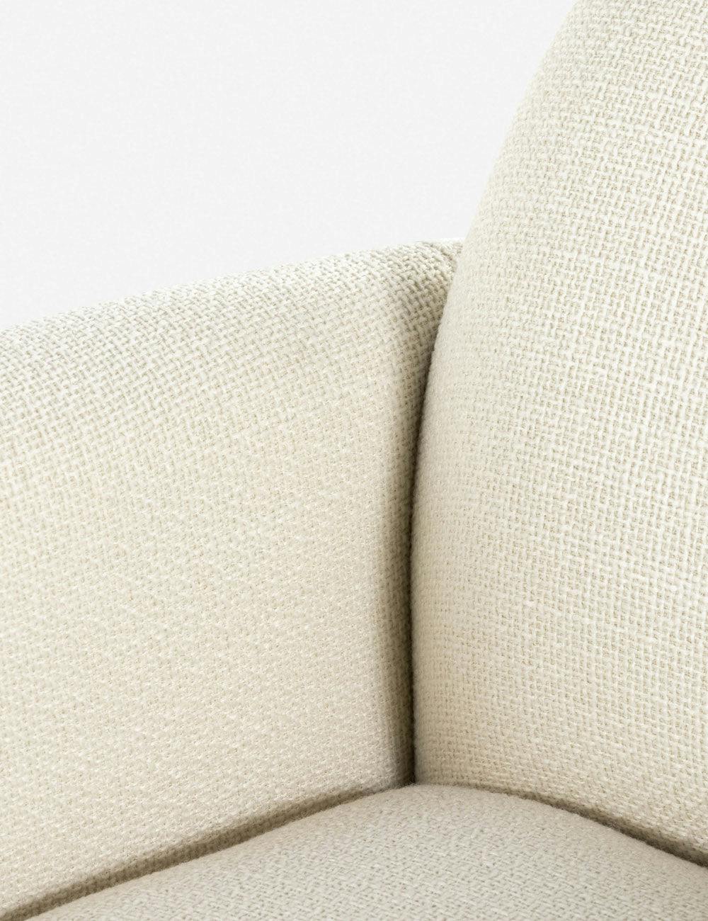 Gibson White Cream Swivel Accent Chair with Wood Base