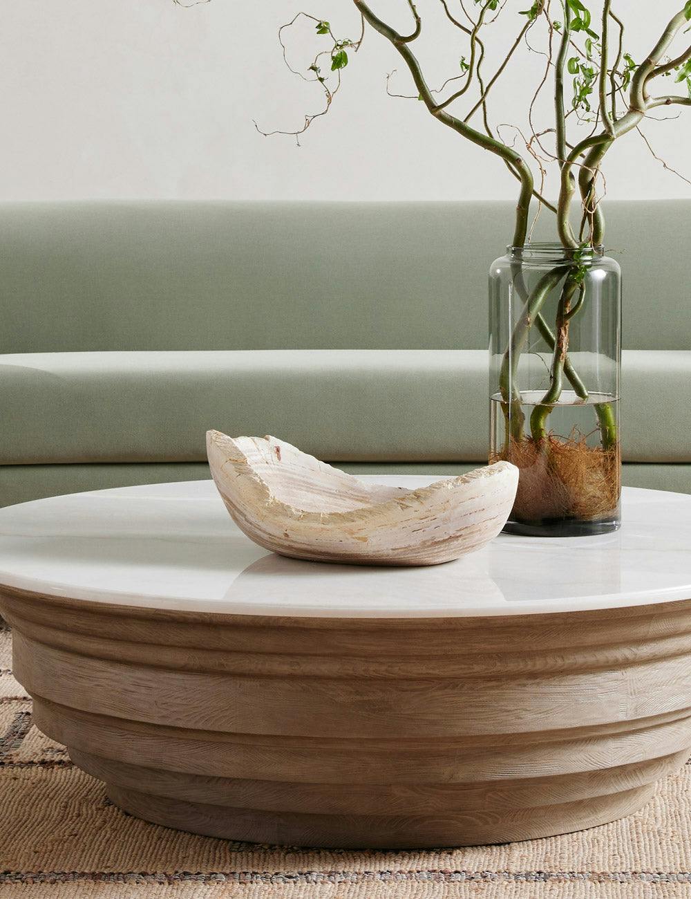 Eco-Chic Petrified Wood Decorative Bowl in Light Finish