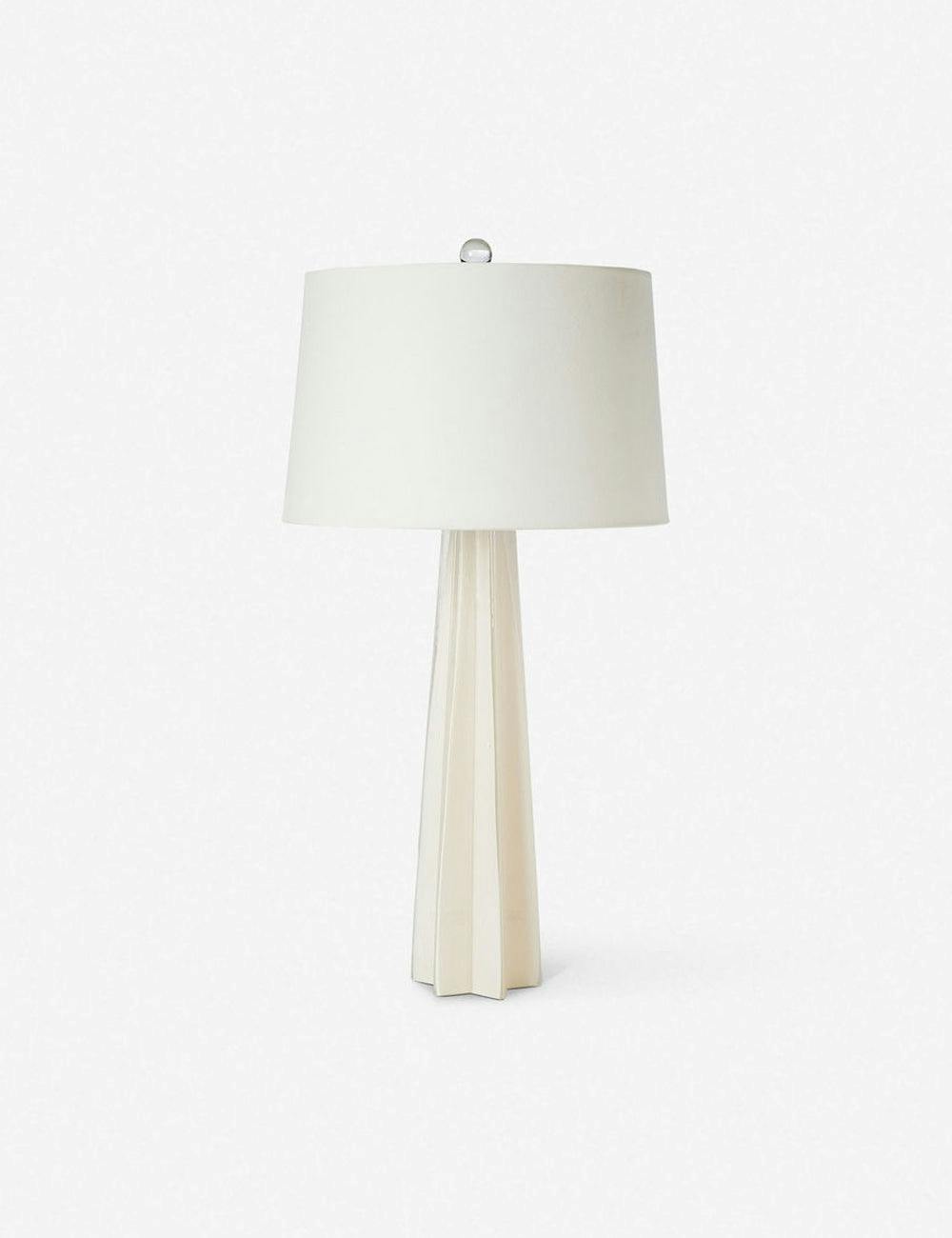 Elegant Star Silhouette White Glass Table Lamp with Linen Shade