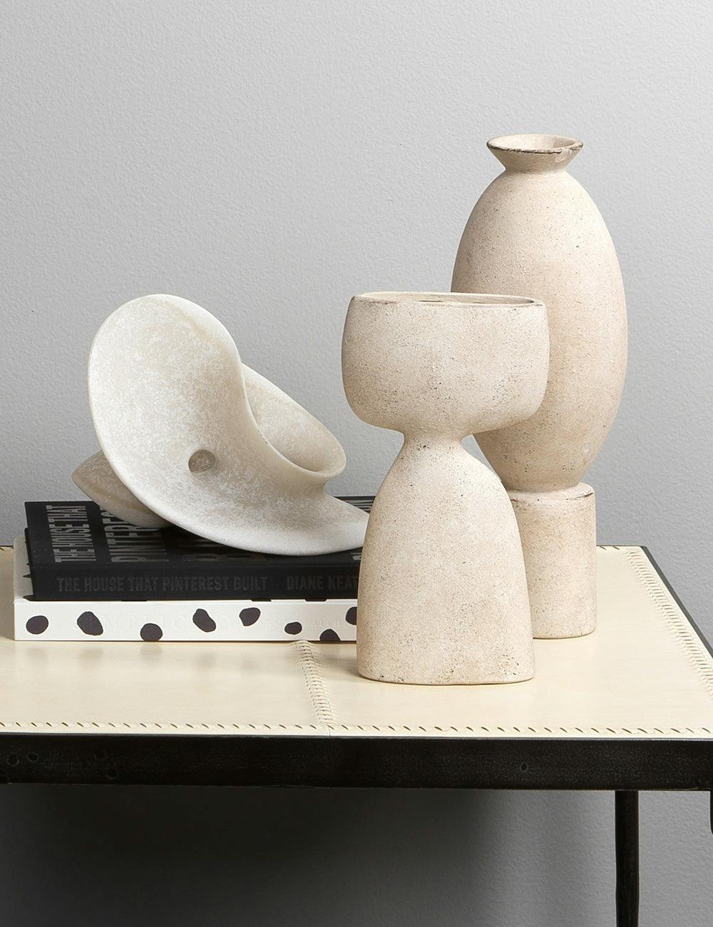 Handcrafted Coastal Ceramic Table Vase with Narrow Waist