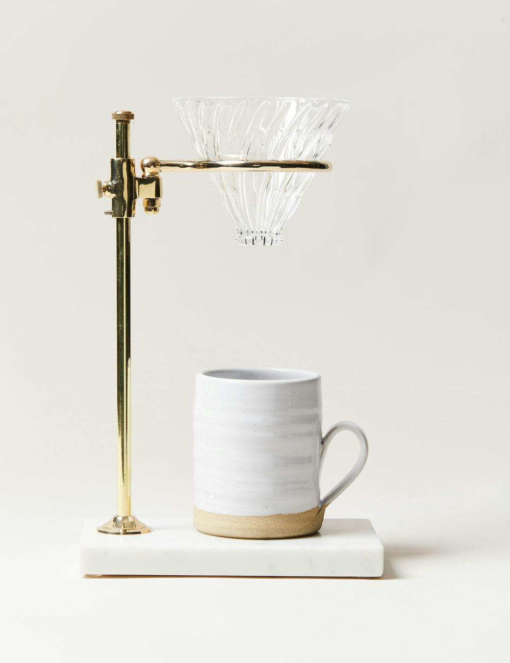 Elegant Brass & Marble Adjustable Coffee Pour Over Stand
