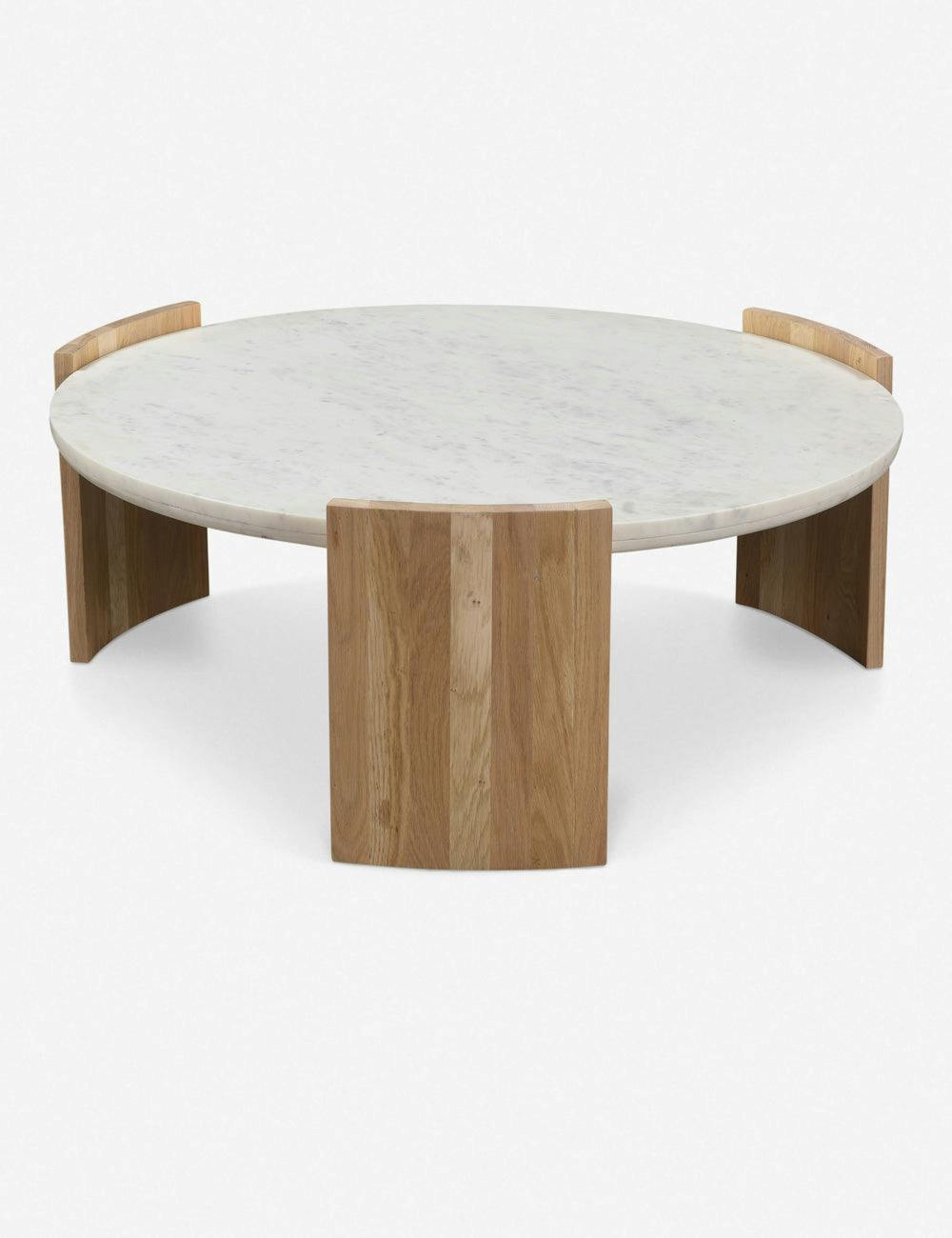 Whilem French Deco White Marble Round Coffee Table