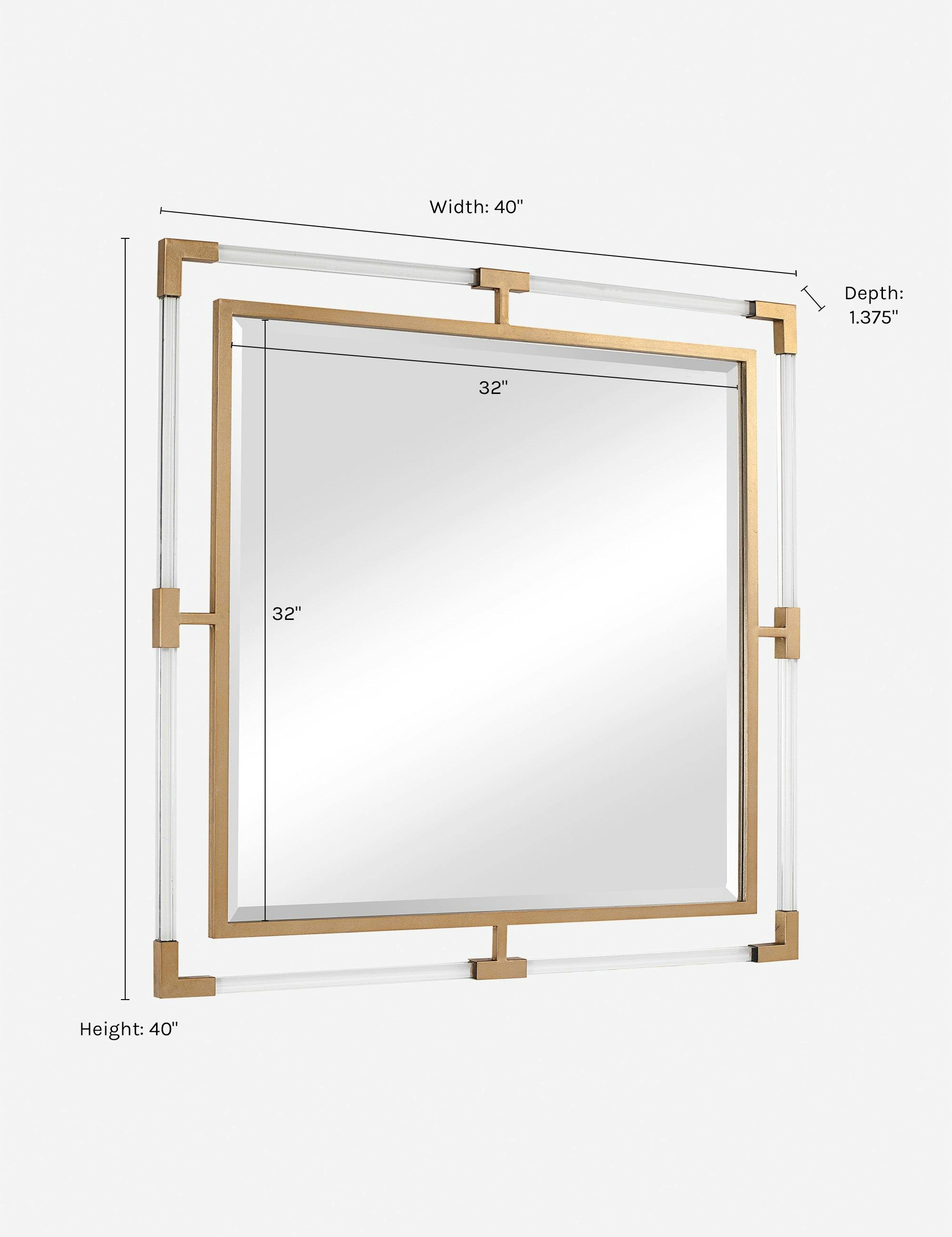 Elevate Gold Leaf 40" Square Wood Mirror with Acrylic Accents