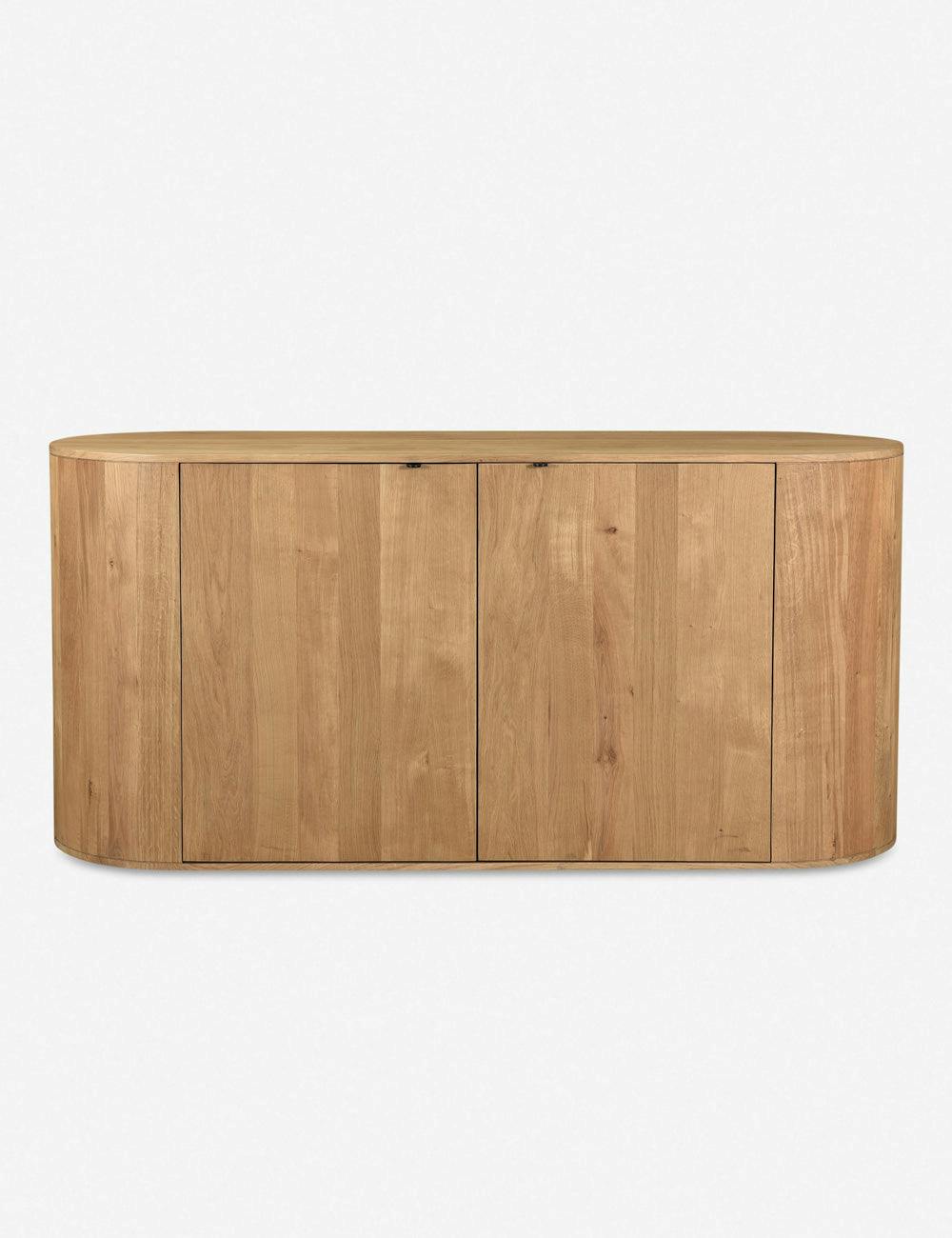 Scandinavian 66'' Natural Brown Oak Wood Sideboard