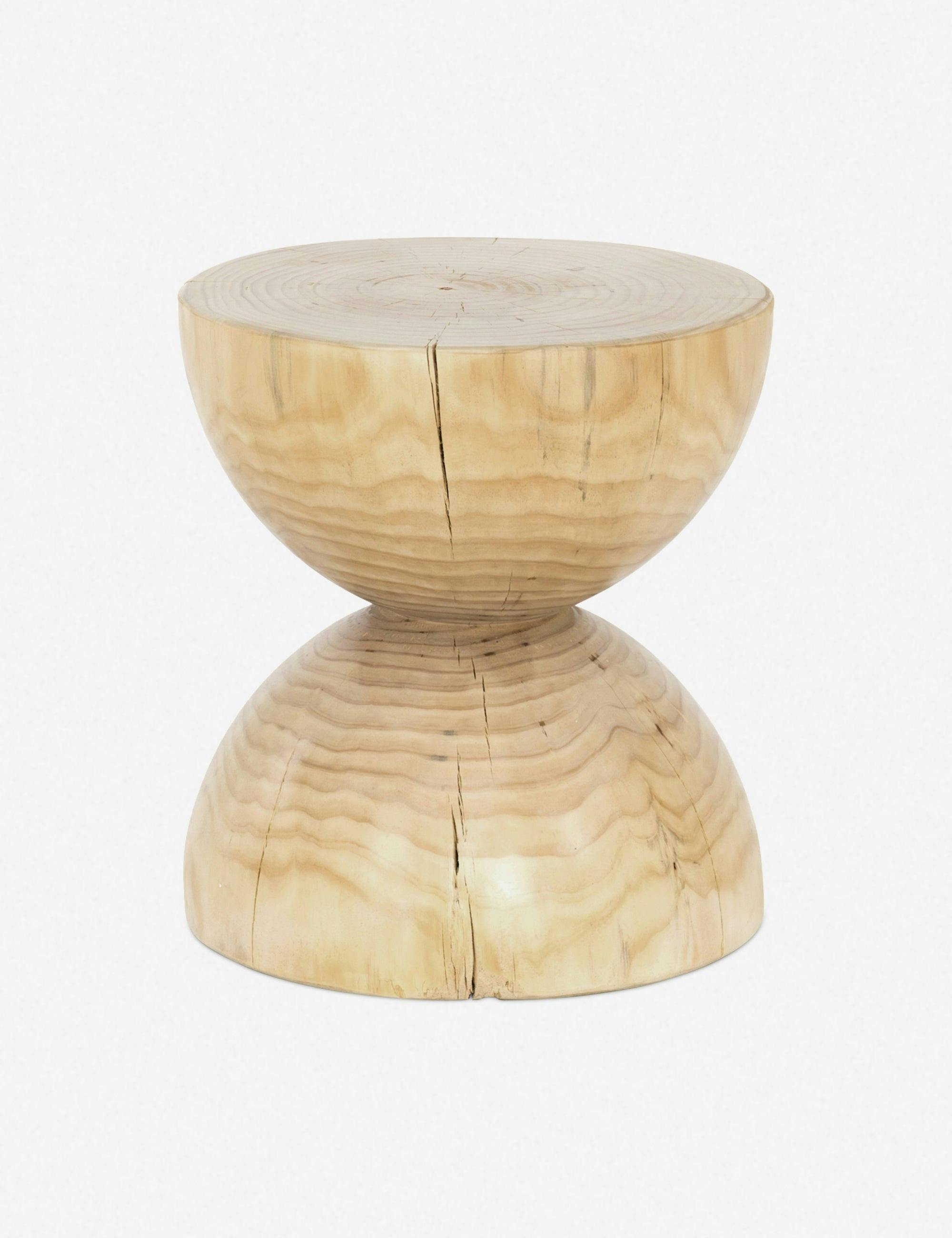 Contemporary Pine Wood Round Side Table, 15.5" Brown
