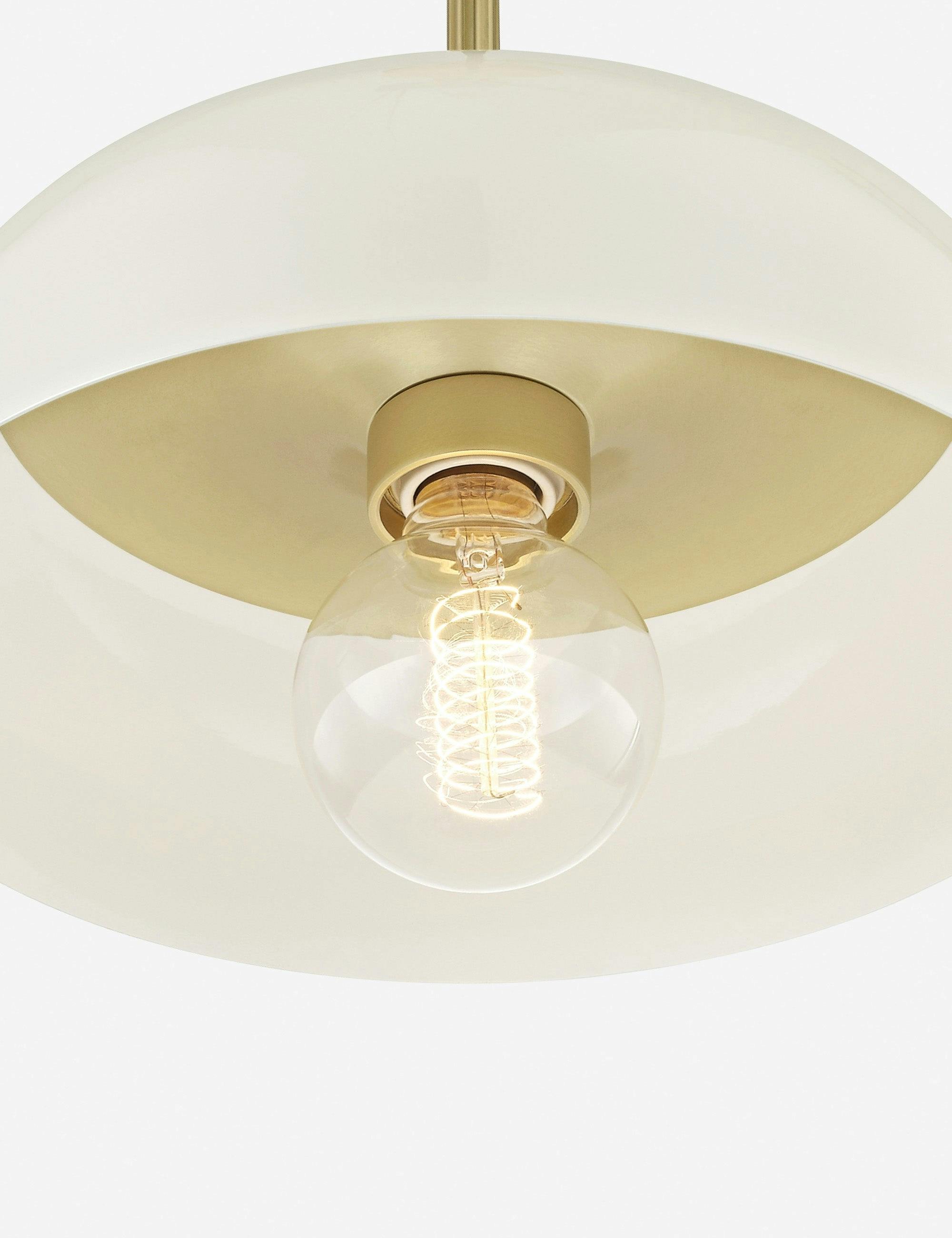 Avery Domed Large Pendant in Aged Brass and Cream Finish