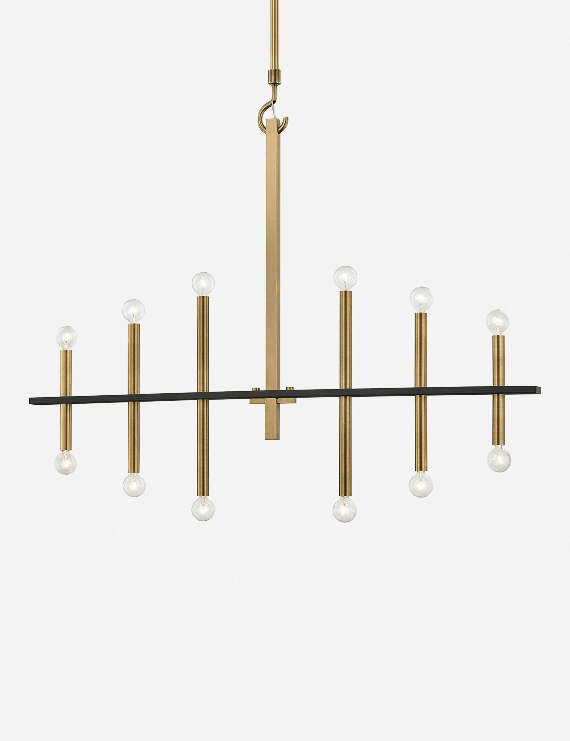 Elegant Symmetry 12-Light Aged Brass & Black Candle Chandelier