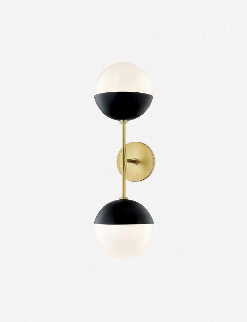 Renee Aged Brass & Black Dimmable Dual Globe Wall Sconce