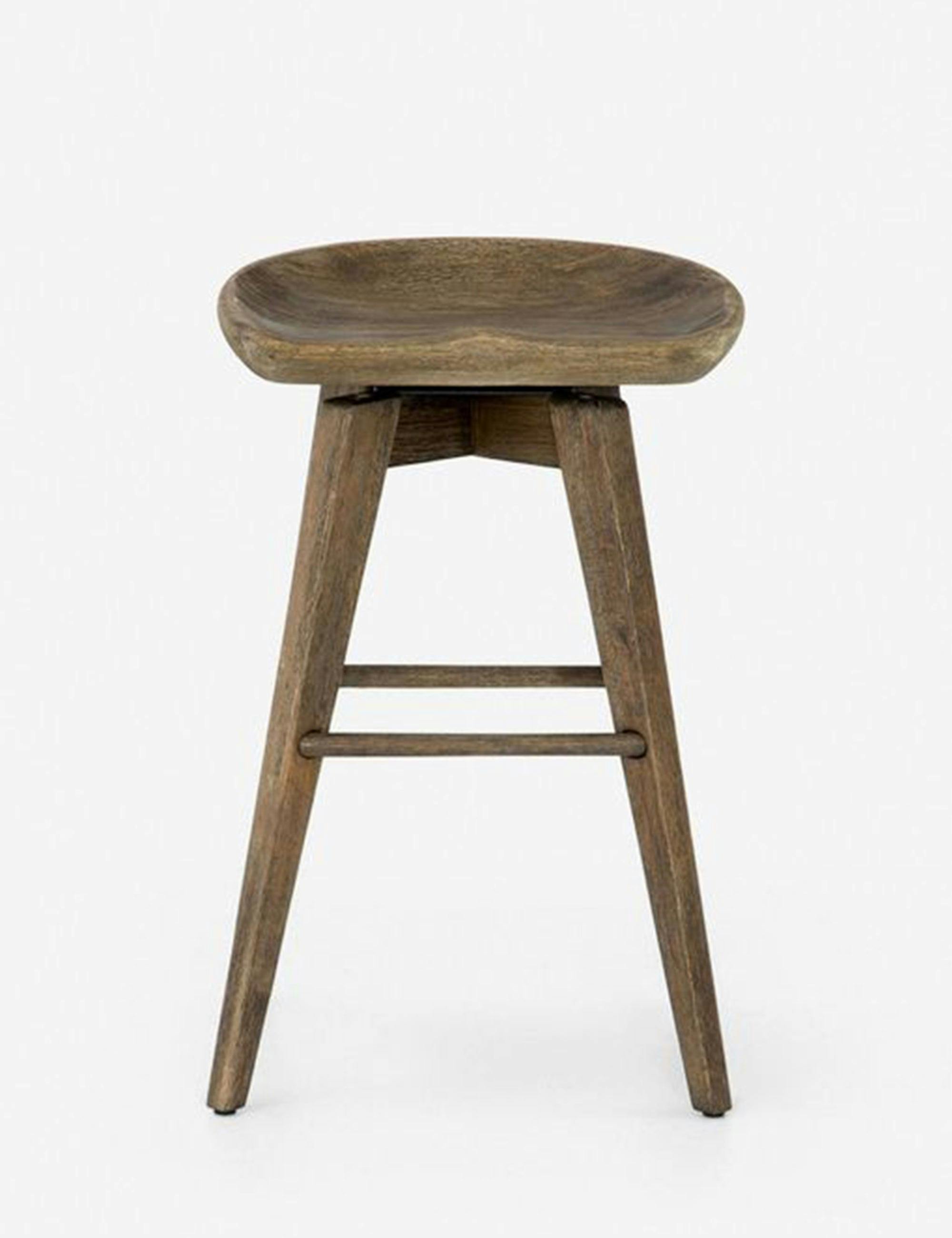 Contemporary Charcoal Gray Swivel Counter Stool in Solid Wood