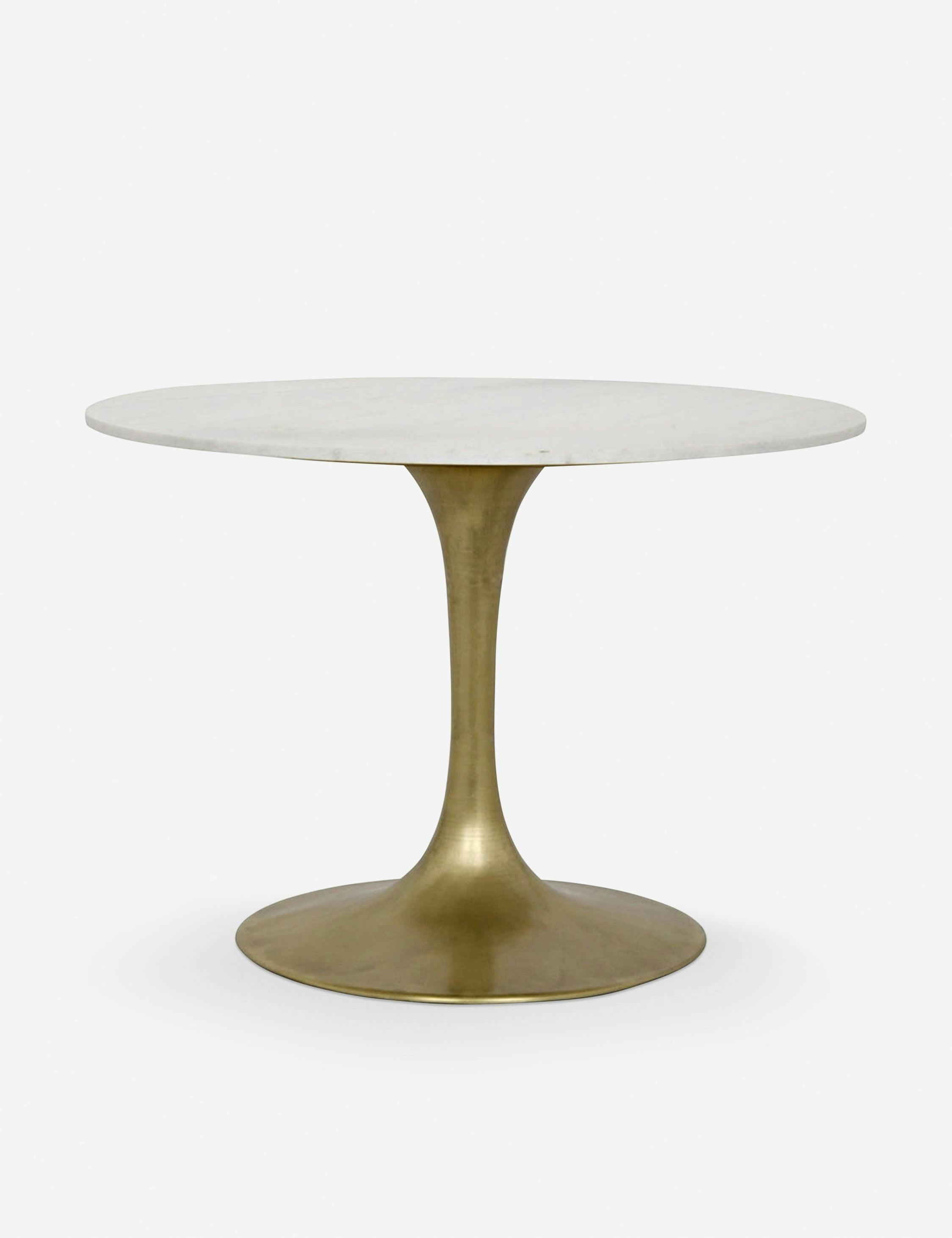 Lillia 40" Antique Brass Round Marble Dining Table