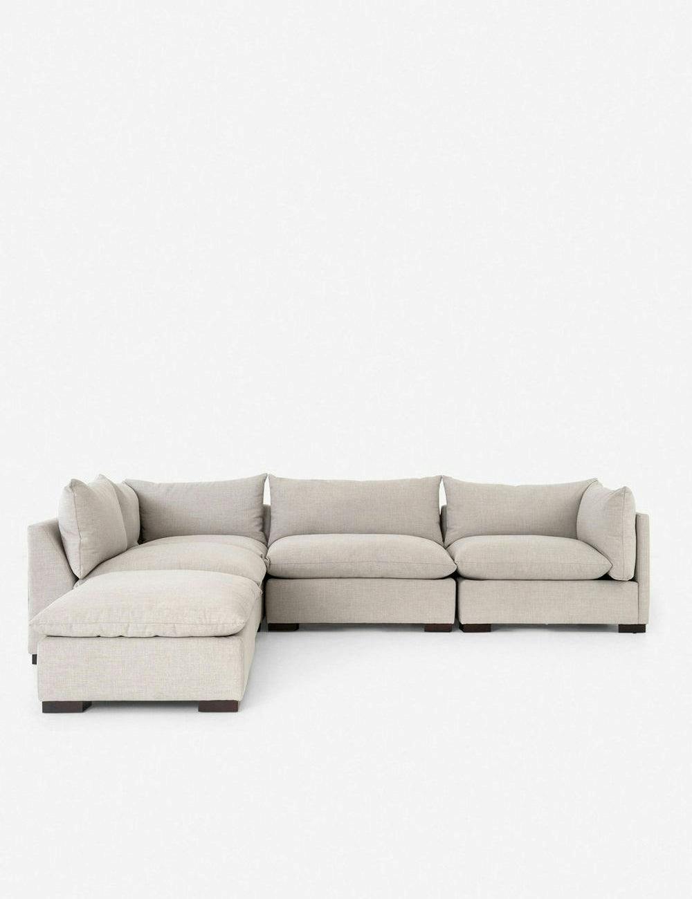 Bennett Moon Modular Sectional Sofa with Ottoman and Pillow Back
