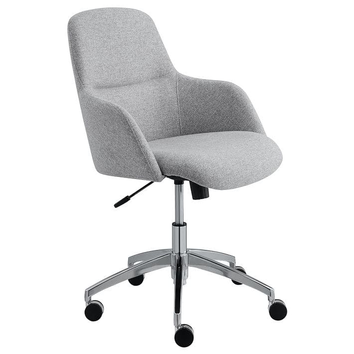 Minna Mid-Back Light Gray Fabric Office Task Chair with Waterfall Cushion