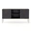 Contemporary Black Washed Poplar 4-Drawer Credenza with Toffee Leather Pulls