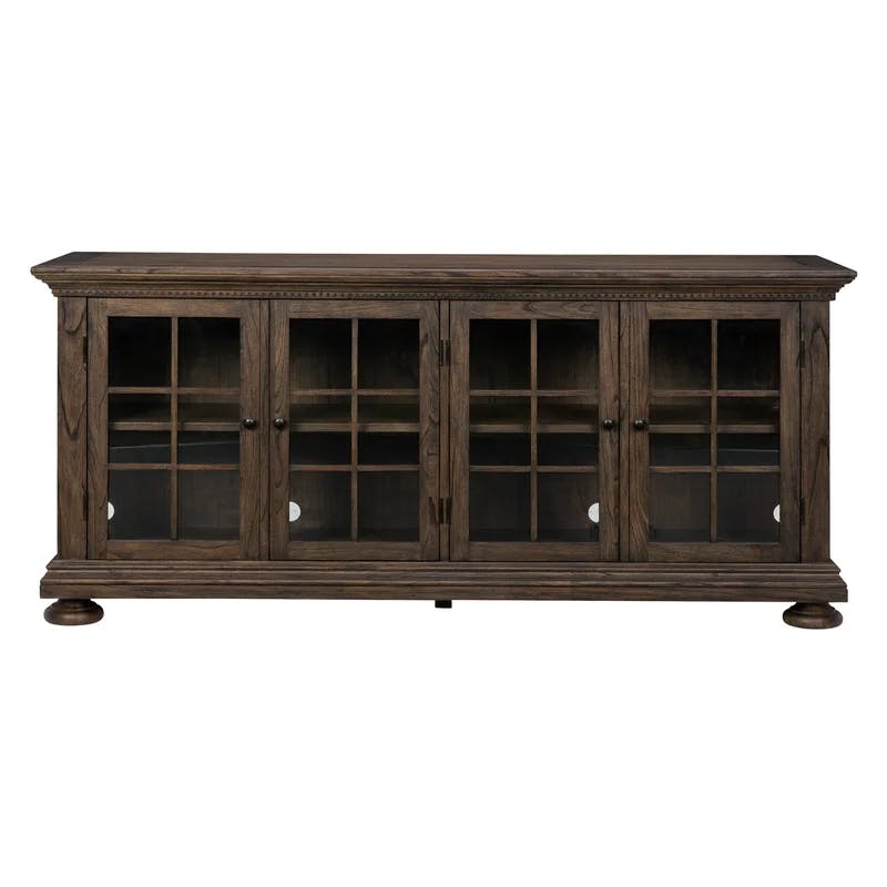 Wellington Java 72'' Traditional Brown TV Stand with Glass Doors