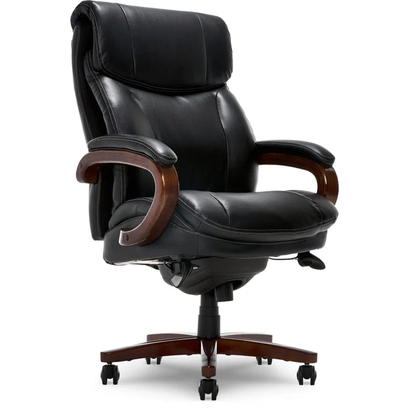 Trafford High-Back Swivel Black Leather Executive Chair with Memory Foam