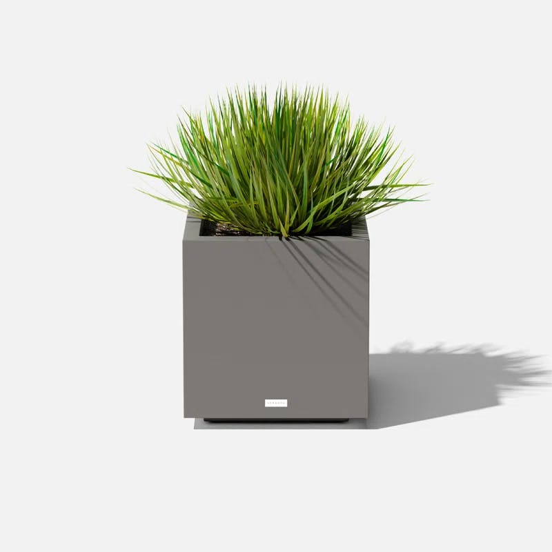 Modern Cube Planter for Outdoor and Indoor Spaces - Gray