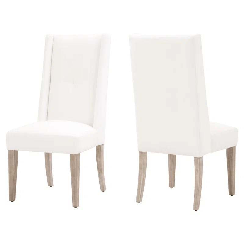 Rohrersville High-Back Winged Side Chair in White and Grey