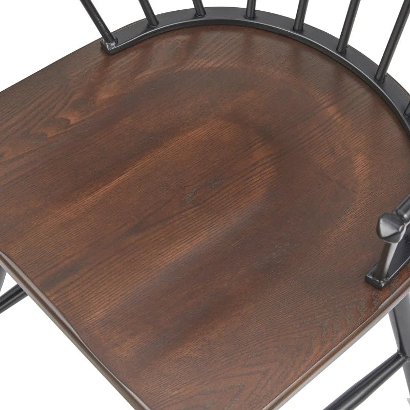 Milo Modern Windsor Metal Armchair with Espresso Wood Seat