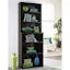 Adjustable Black Walnut Hutch-Style Bookcase with 6 Cubes
