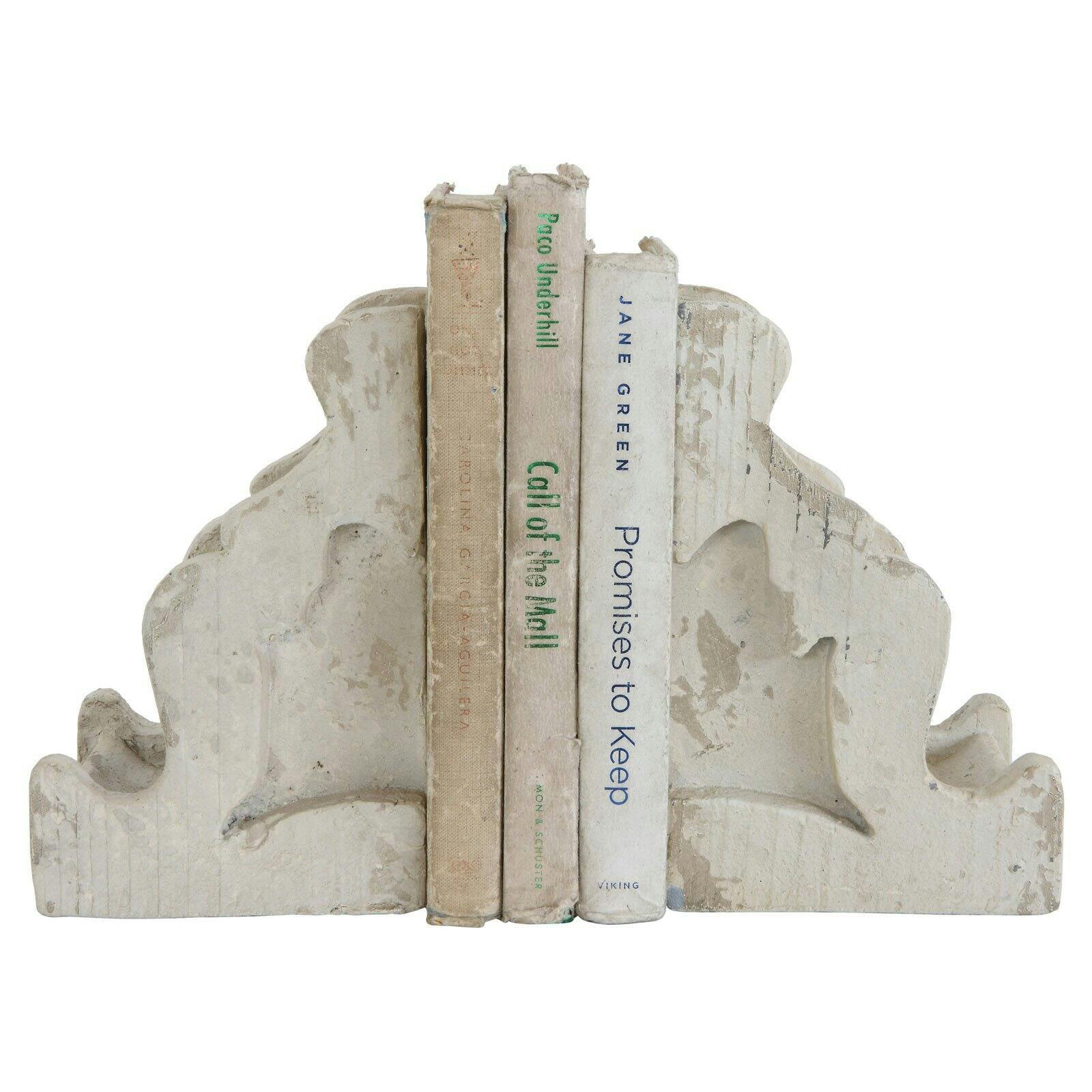 Vintage White Distressed Corbel Bookends - Set of 2