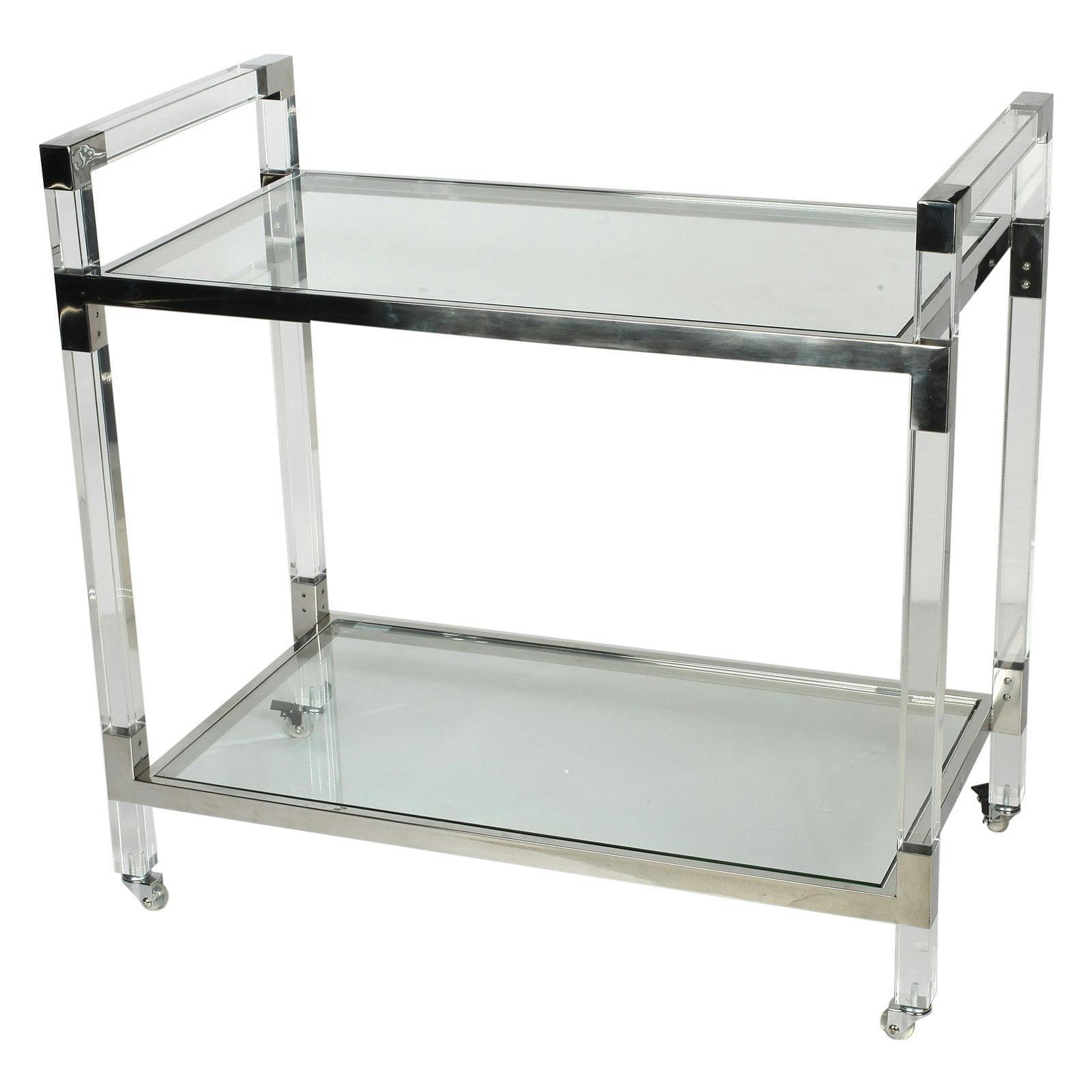 Soho Elegance Acrylic and Glass Bar Cart with Silver Accents
