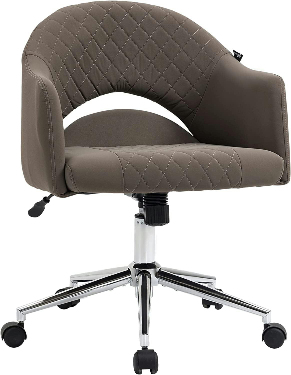 Modern Swivel Task Chair in Brown with Padded Seat and Armrest