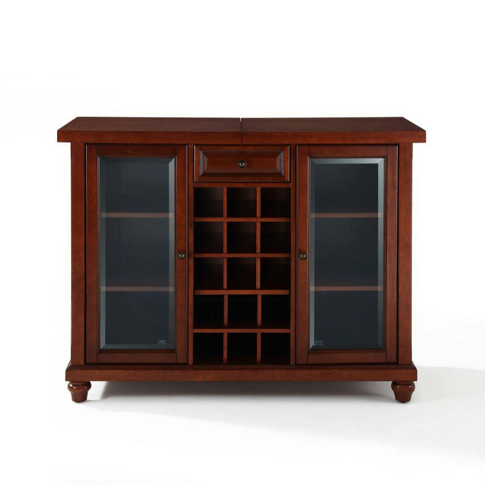 Vintage Mahogany Sliding Top Bar Cabinet with Tempered Glass